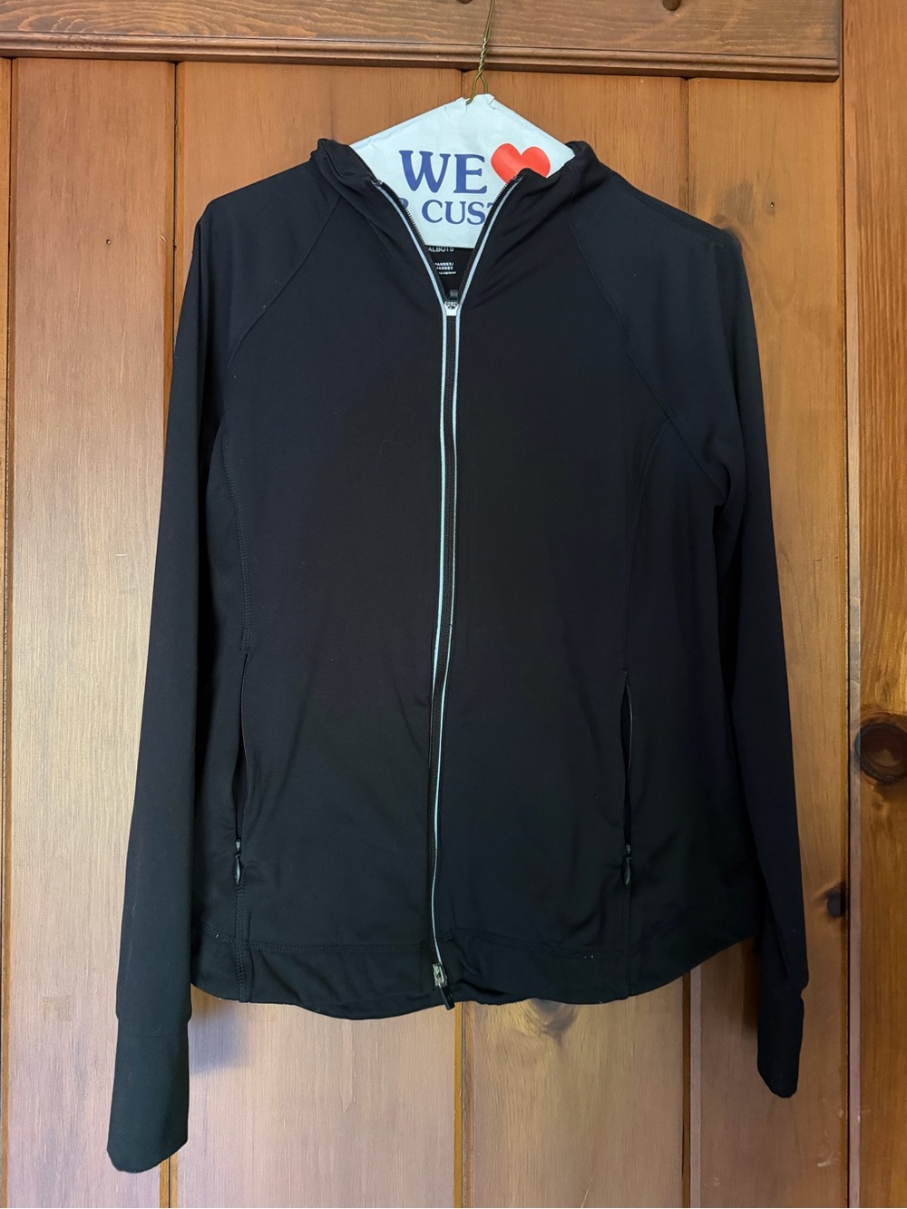 Talbots Black Hooded Zip-Front Jacket